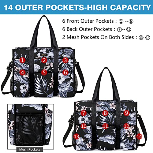 Ibfun Utility Tote Bag With 24 Exterior Interior Pockets Zip Top Teacher Tote Bag For Teacher/Work Women(Large) #TOP2