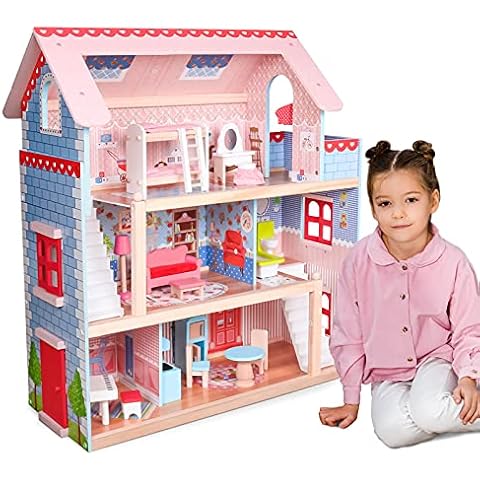 Infantastic® Large Wooden Doll House with Accessories Cover