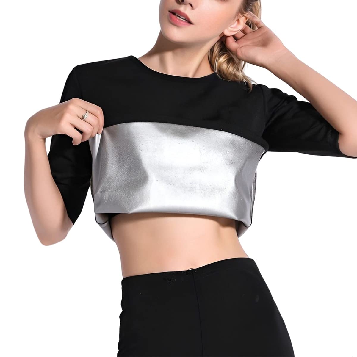 Traje sauna para mujer chaleco negro XL que elimina retención de líquidos con trampa de calor