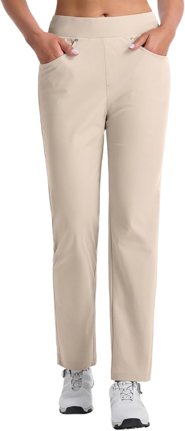 baleaf Women's Golf Pants Work Casual Travel Straight Leg | 27'', Stretch, Lightweight, 3 Pockets, Rivet, Wrinkle-resistant, Quick Dry, Breathable, Golf Work Casual