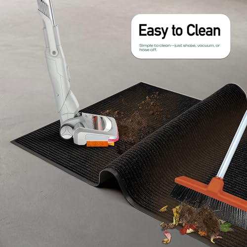 Image of MaxMat Extra Large Commercial Floor Mat, 3 x 5 Feet Heavy Duty, Waterproof, Low-Profile, Easy to Clean, Rubber Entry Mat (RIB0035BL, Black)