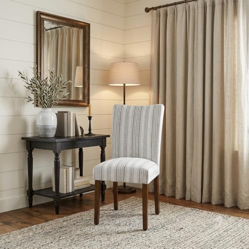 Image of HomePop Parsons Dining Chair - Gray Striped Pattern (Set of 2)