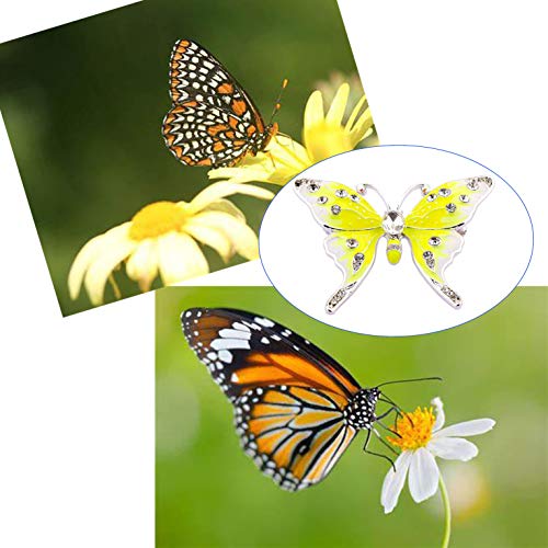 Image of FEELMEM Crystal Rhinestone Butterfly Brooch Pin Blue Color Butterfly Brooches for For Women Wedding /Banquet /Birthday Party