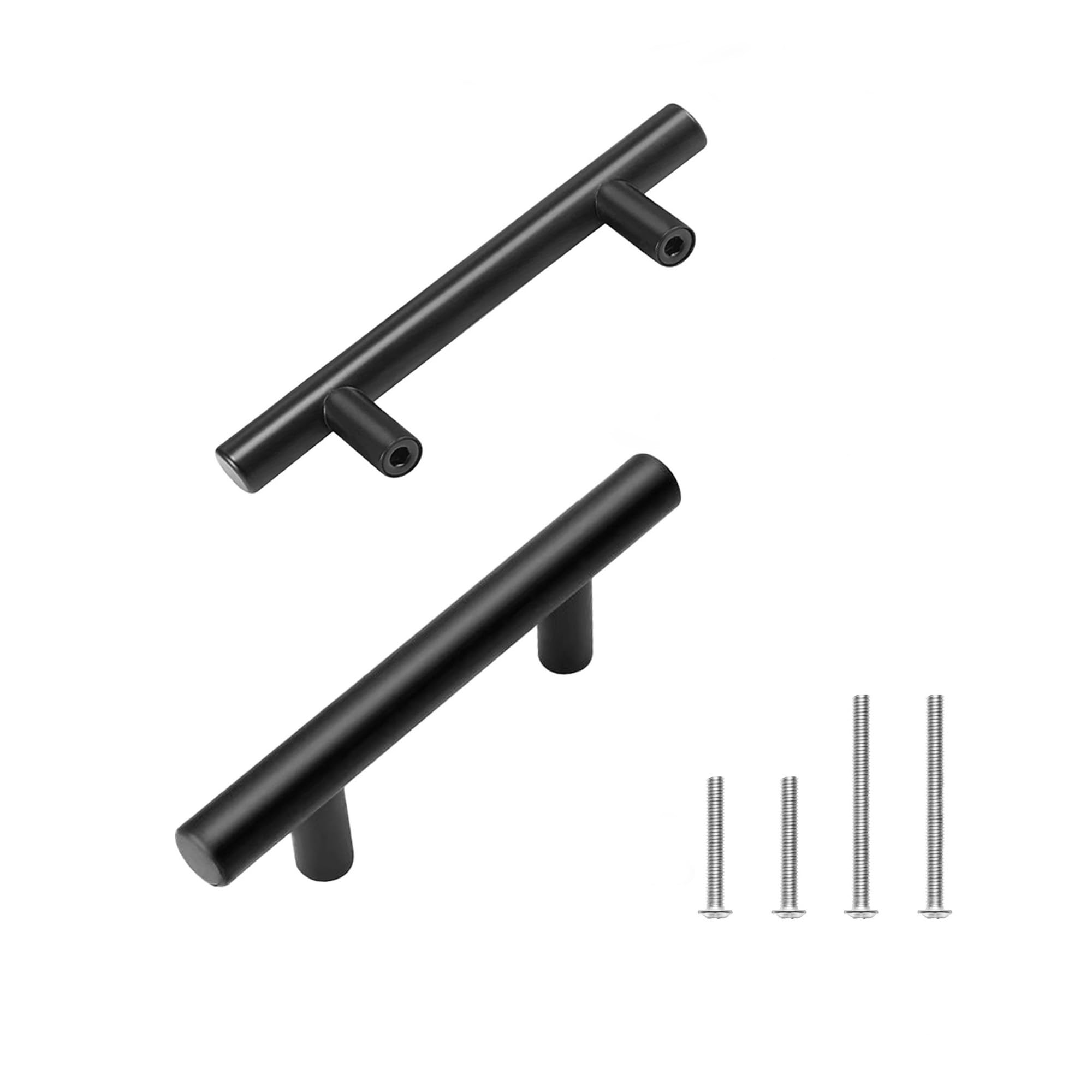 Alynemi 10 Pack 3 Inch Hole Center Cabinet Handles Stainless Steel Cupboard Drawer Pulls Matte Black Furniture Hardware for Kitchen Bathroom Dresser