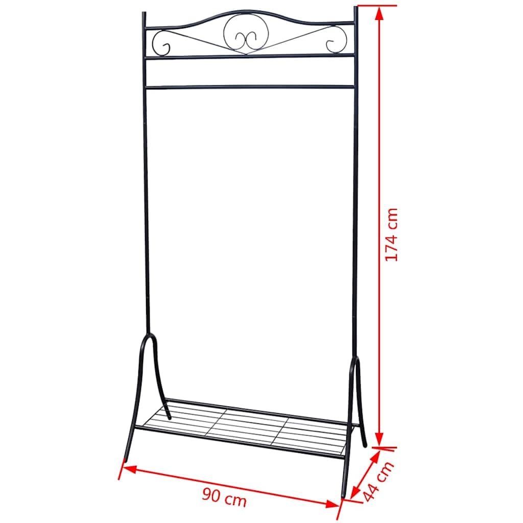 Appendiabiti in acciaio nero, altezza 174 cm, stabile, per corridoio, camera da letto, ufficio, salvaspazio, con superficie per appendere giacche, cappotti, camicie, camicette e scarpe