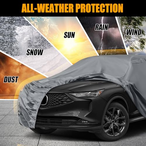 Image of Waterproof Premium Car Covers Replace for 2014-2025 Acura MDX, 10 Layers Heavy Duty with Cotton Liner Car Cover with Zipper Door, Windproof Bands for Snow Rain Dust Protection
