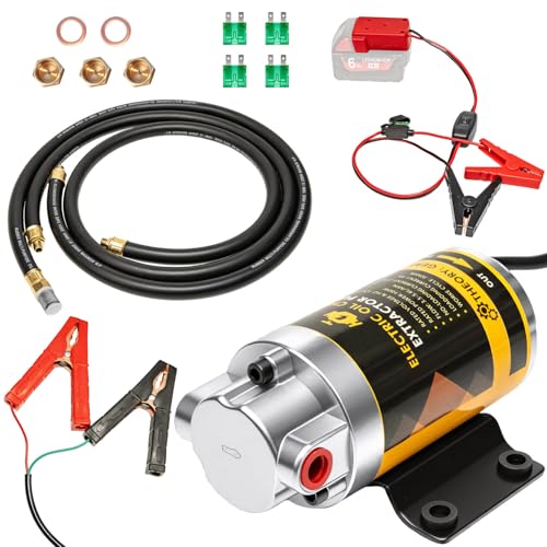 12V 100W Oil Transfer Pump, 5.8L/Min High Flow Oil Change Pump With Battery Adapter Compatible with Milwaukee M18 Battery, Fluid Transfer Pump for Truck, Motorcycle, Boat, Generator, Lawn Mower