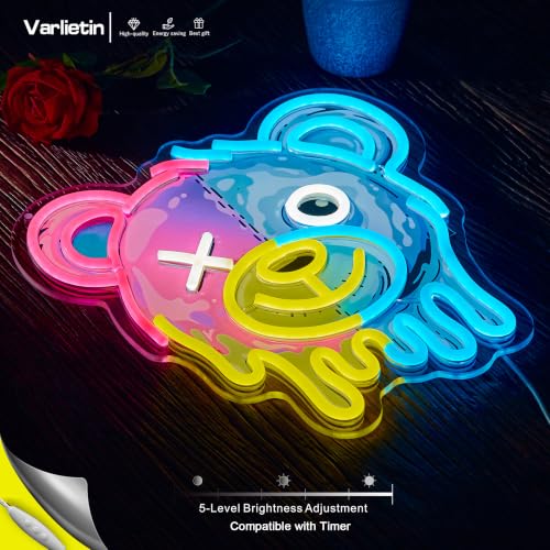 Image of Two-Tone Bear Neon Sign for Wall Decor,Cool LED Dimmable Signs Gifts for Kidsroom Men Cave Game Room Decor, Birthday Party Decoration Gift