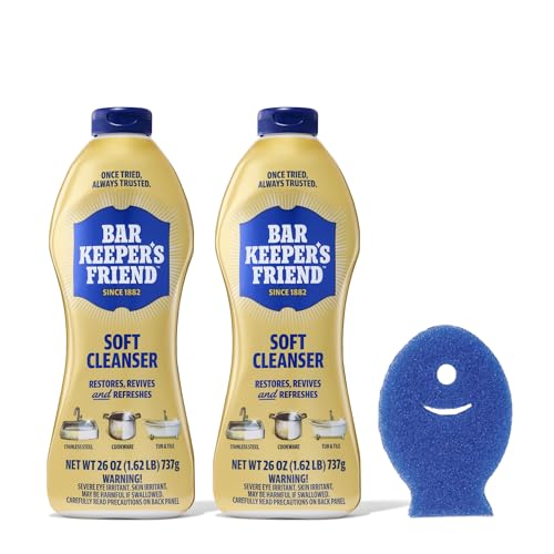 Bar Keepers Friend Soft Cleanser Liquid 26 oz x 2 Multipurpose Surface Cleaner for Rust Stains Soap Scum & Grease from Stainless Steel & More