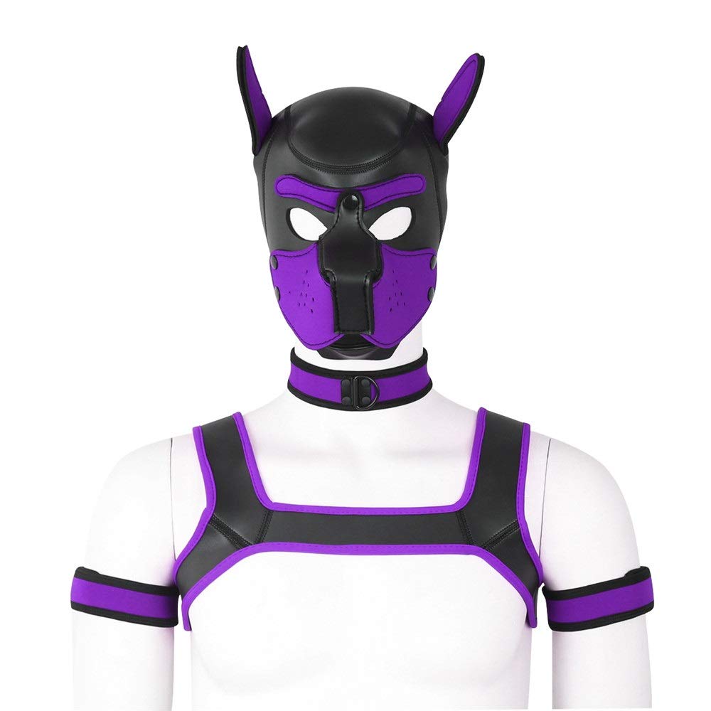 Cachorro Jugar Perro Bondage Capucha Máscara Cuello Brazalete Cosplay Fantasía Arnés Bondage Conjunto Sexy Juegos for Adultos Esclavo Cachorro Juego de Roles Parejas