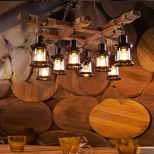 Lampe suspensions en bois avec hauteur réglable pour éclairage de restaurant