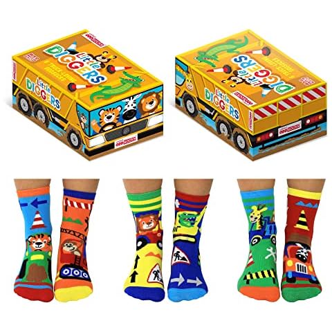 United Oddsocks - Little Diggers - 6 Odd Socks for Kids UK 9-12 EU 27-30.5 Cover