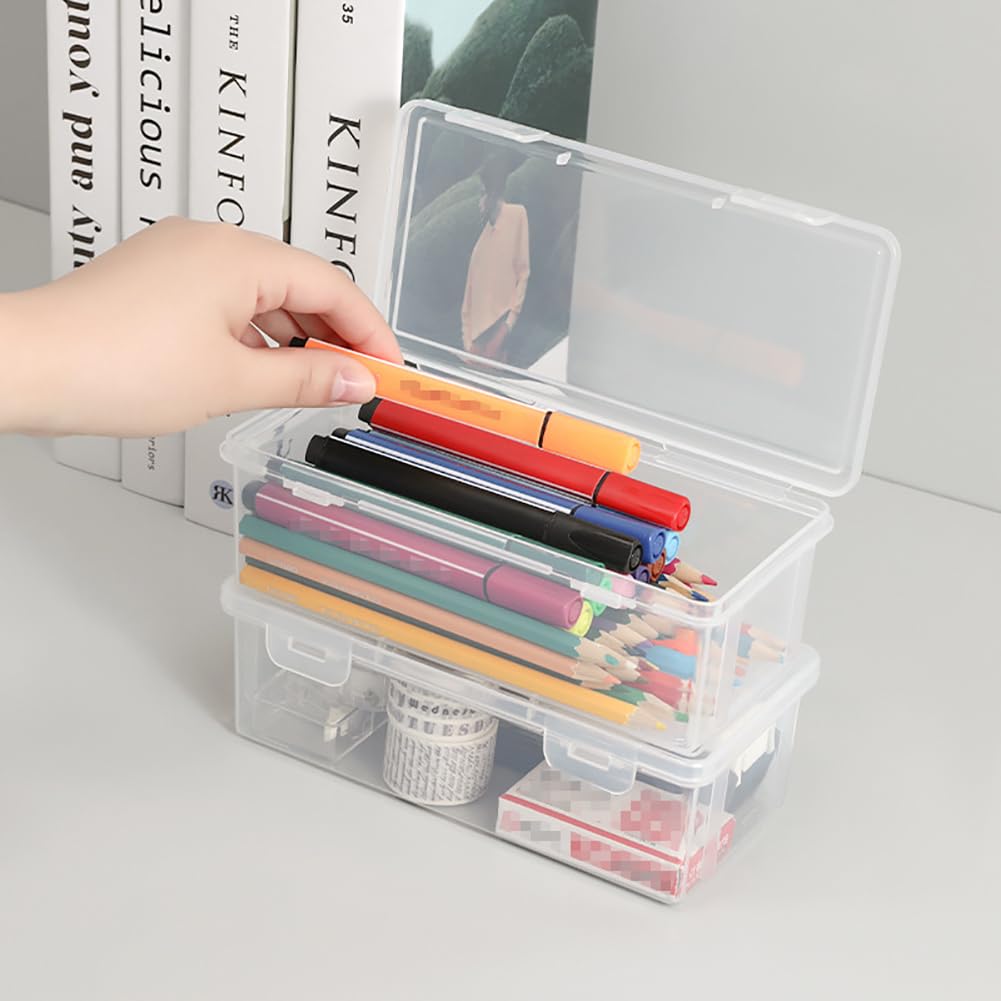 HugeDE Clear Plastic Pencil Box, Transparent Pen Box, Large Capacity, Rectangular, Office, School, Home Use - Image 4