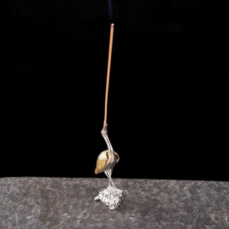 Räucherkegelhalter Metall Kran Stick Weihrauch Halter Zen Legierung Weihrauch Basis Zimmer Dekoration Meditation Sandelholz Räuchergefäß Weihrauch Wasserfall(L)