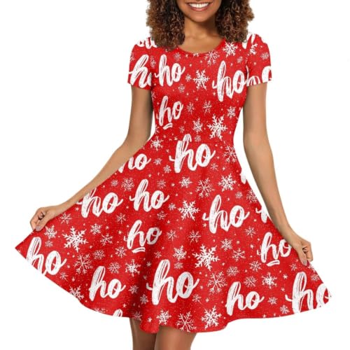Image of AFPANQZ Womens Casual Summer Lightweight Vintage Dress Short Sleeve Midi Dress Knee-Long Luxury Formal Dress