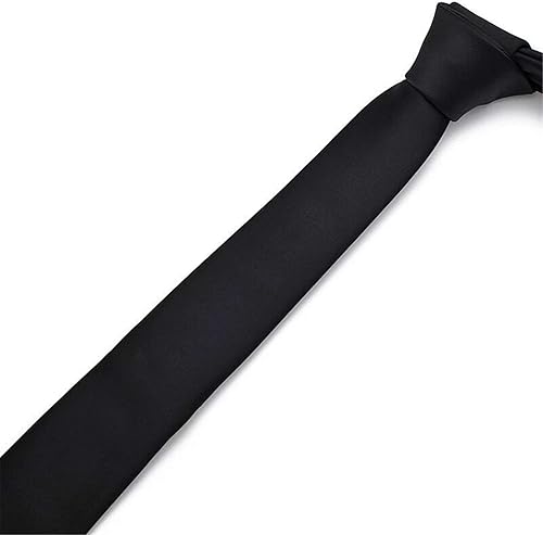 Andongnywell Men Solid Color Tie Pure Color Classic Tie Fashion Boys Neckties Silk Formal Business Ties(Black,One Size)
