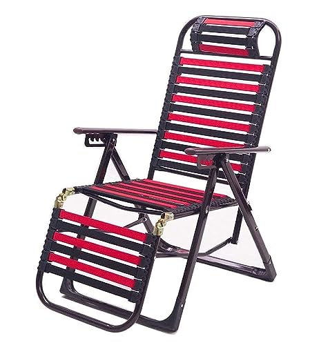 JYARZ Tumbona Sillas Plegables Tumbona Tumbonas Silla con Banda De Goma Balcón Sillón Cama para Siesta Y Reclinable Portátil Plegable Jardin Exterior(A)