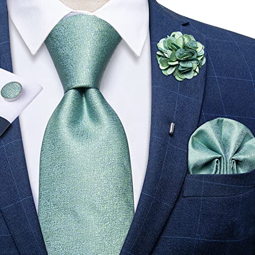 Image of DiBanGu Silk Ties for Men Necktie and Lapel Pin Brooch Set Formal Woven Paisley Plaid Striped Solid Tie Wedding Party