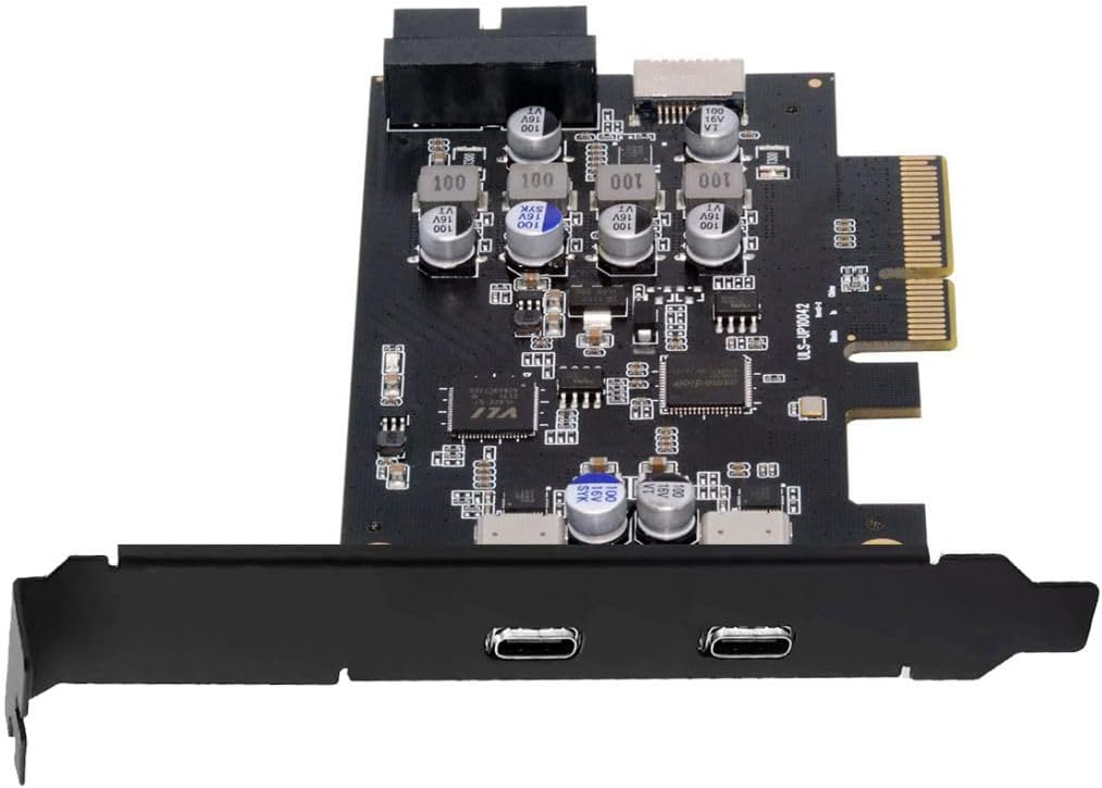 ChenYang 4 Port PCI-E 4X to 2 USB C/USB 3.0 20Pin/USB 3.1 Front Panel Socket USB 3.2 Gen2 PCI Express Expansion Card Adapter with ASM3142 VL822 Dual Chipset