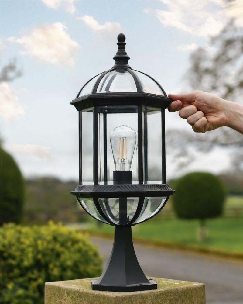 Black Country Metal Works Glass 'Dome' Pillar Light - 60cm