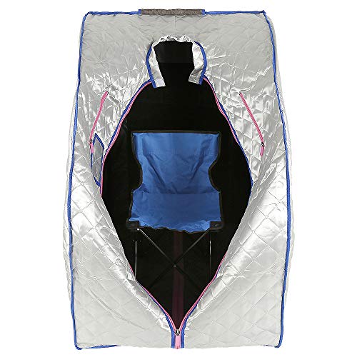 Sauna pliable cabine, Sauna infrarouge portable,Personal Spa at home Perspiration Perdre du poids avec le contrôleur de température à distance 98x80x70cm (Argent avec Infrarouge)