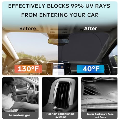 Image of Windshield Sun Shade for Ford Mustang Mach-E 2021-2025 2026 Sunshade Cover