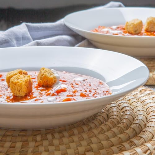 Argon Tableware 6X White Soup Bowls - 23cm (9") - Ceramic Dinner Plates Dish Set Cereal Soup Serving Noodle Bowl - Dishwasher and Microwave Safe - Image 5