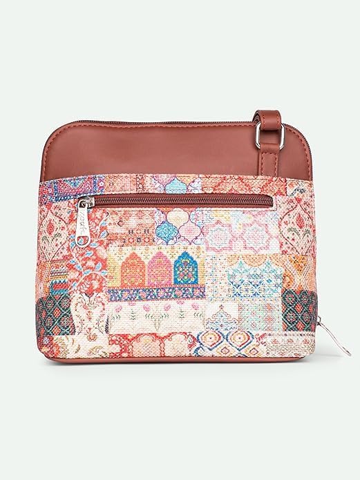 Printed Vegan Leather Sling Bag for Women – Stylish Crossbody Handbag with Adjustable Strap, Lightweight Purse for Travel & Everyday Use