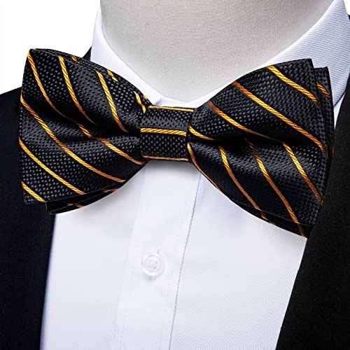 Image of DiBanGu Pre-Tied Bow Ties for Men Silk Adjustable Tuxedo Bowties Pocket Square Cufflinks Set with Lapel Pin Jacquard Woven