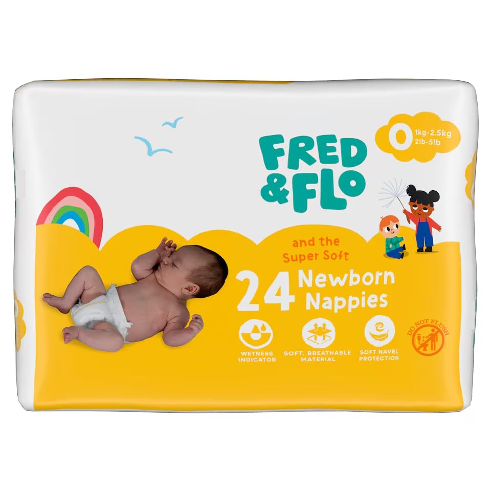 Fred & Flo Size 0 Nappies Newborn 24 Pack