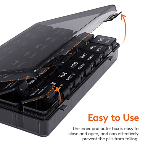 Image of Lifewit Monthly Pill Organizer Once a Day, 28 Day Pill Box, Black, 56 Grids