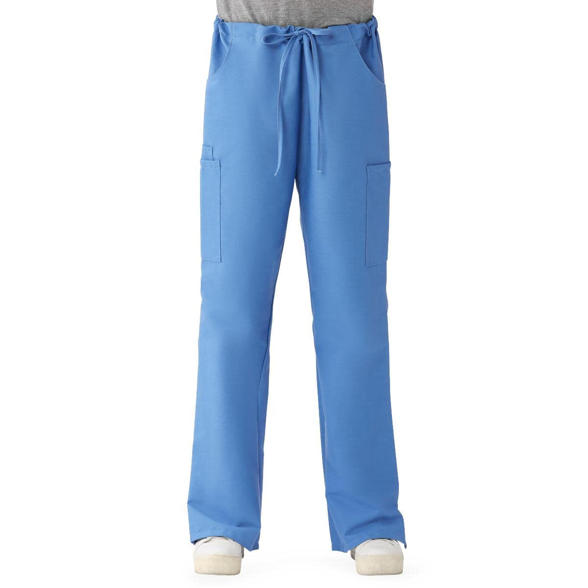 Medline 8865JTHMT ComfortEase Women's Modern-Fit Cargo Scrub Pants, 4 Pockets, Ceil Blue, Size Medium, Tall Inseam