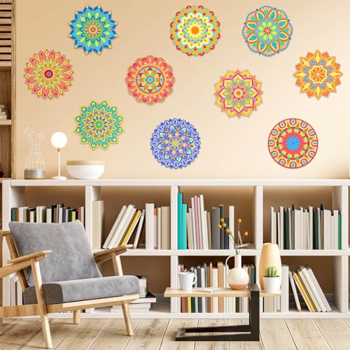 Vercraft VERCRAFT-SIG-LDS4 28 Pcs Wooden Mandala Painting Set 10 Mandala Unfinished Wood Cutouts thumb #5