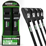 Rhino USA Lashing Straps (4-Pack), Heavy Duty Cam...
