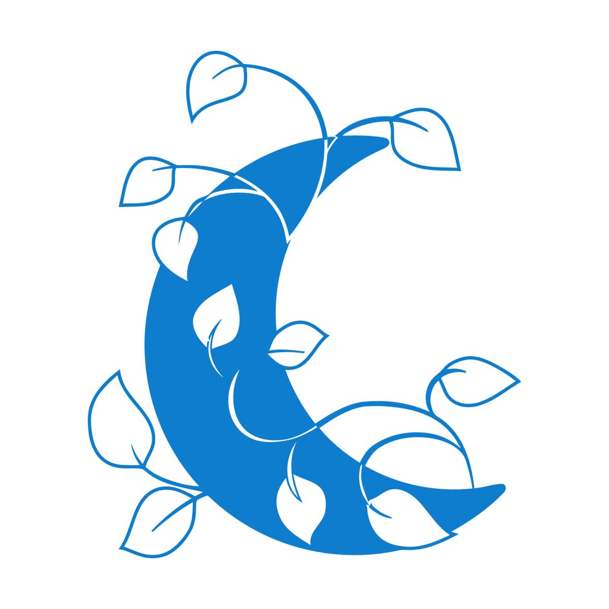 Wall Stickers Crescent Moon Leaves Natural Home 81x97.2cm Do not Damage the wall Surface Extra Large Blue โ image 1