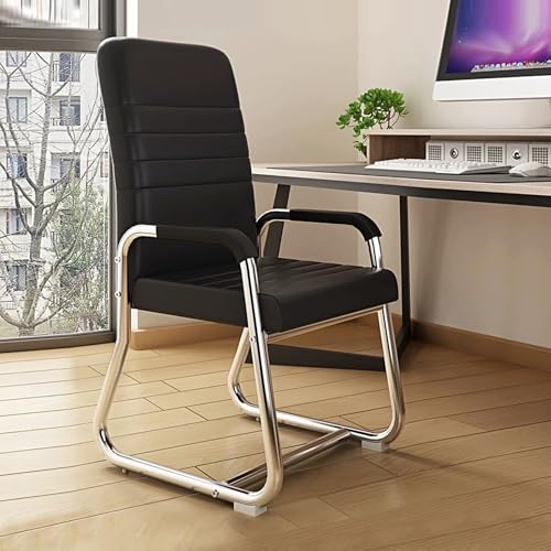 CLLXDZ Silla de Oficina en Cuero sin Ruedas para Sala de Espera, Conferencias y Estar en Casa