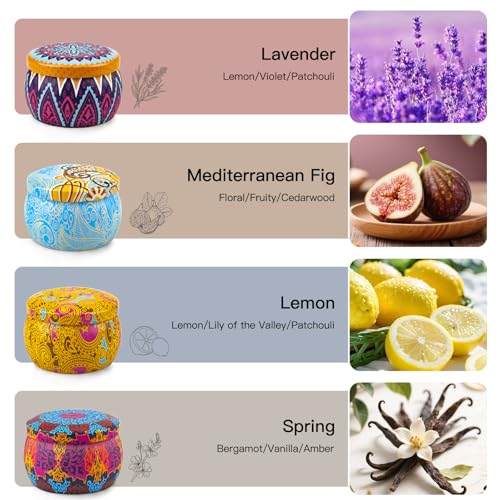Geurkaarsen Cadeauset, Soja Was 4,4 Oz Blikken Kaarsen Cadeau Voor Vrouwen Gastheer Met Sterke Geur Voor Ontspanning 4 pack (Klassiek) - Afbeelding 3