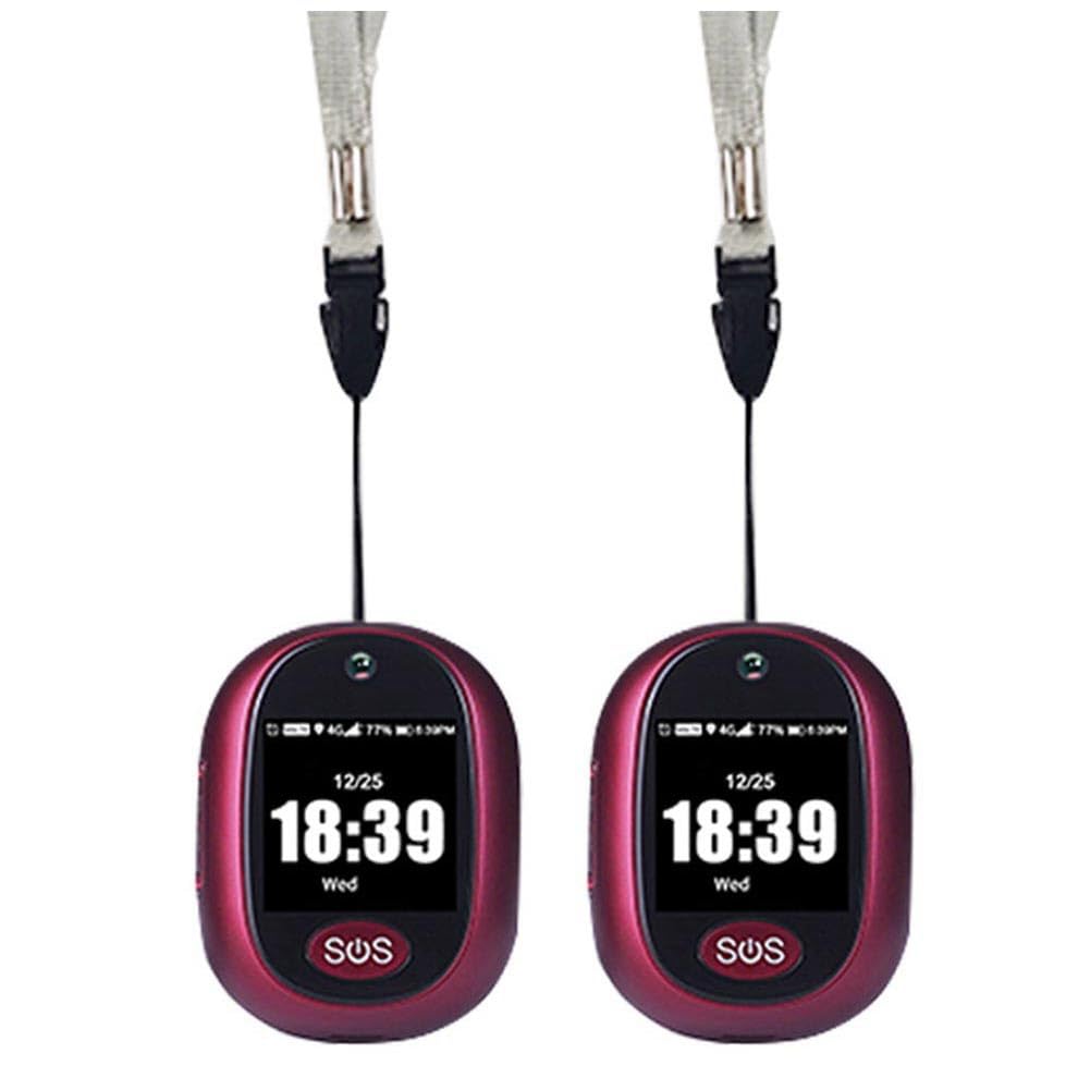 2X Colgante de Seguimiento GPS 4G V45 para NiñOs Mayores Mini GPS Rastreador Personal Alarma Reloj Parlante una Prueba de Agua (Rojo)