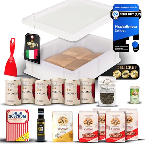 DELICRET - Pizza Culinari Premium Starter Kit | Erstklassige Pizza-Zutaten für unvergesslichen Genuss | Pizzaballen-Box