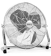 BAKAJI Ventilatore Da Terra In Acciaio Con Pala da 45 cm Inclinabile Potente Motore a 3 Velocità,...