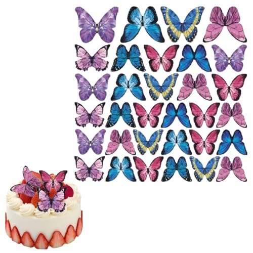 ChicAppeal 40 Piezas Mariposas para Decoración de Tartas, Adornos para Tartas de Mariposa, decoración de magdalenas, para Cumpleaños para Fiestas de Cumpleaños Bodas Aniversarios(Colorido)