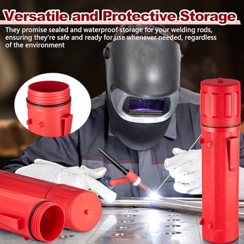 Image of Zonon 4 Pcs Welding Rod Storage Tube 14 Inch Tig Rod Holder, Red