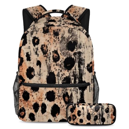 Sac d'école motif patte de chien et trousse pour le quotidien des adolescents