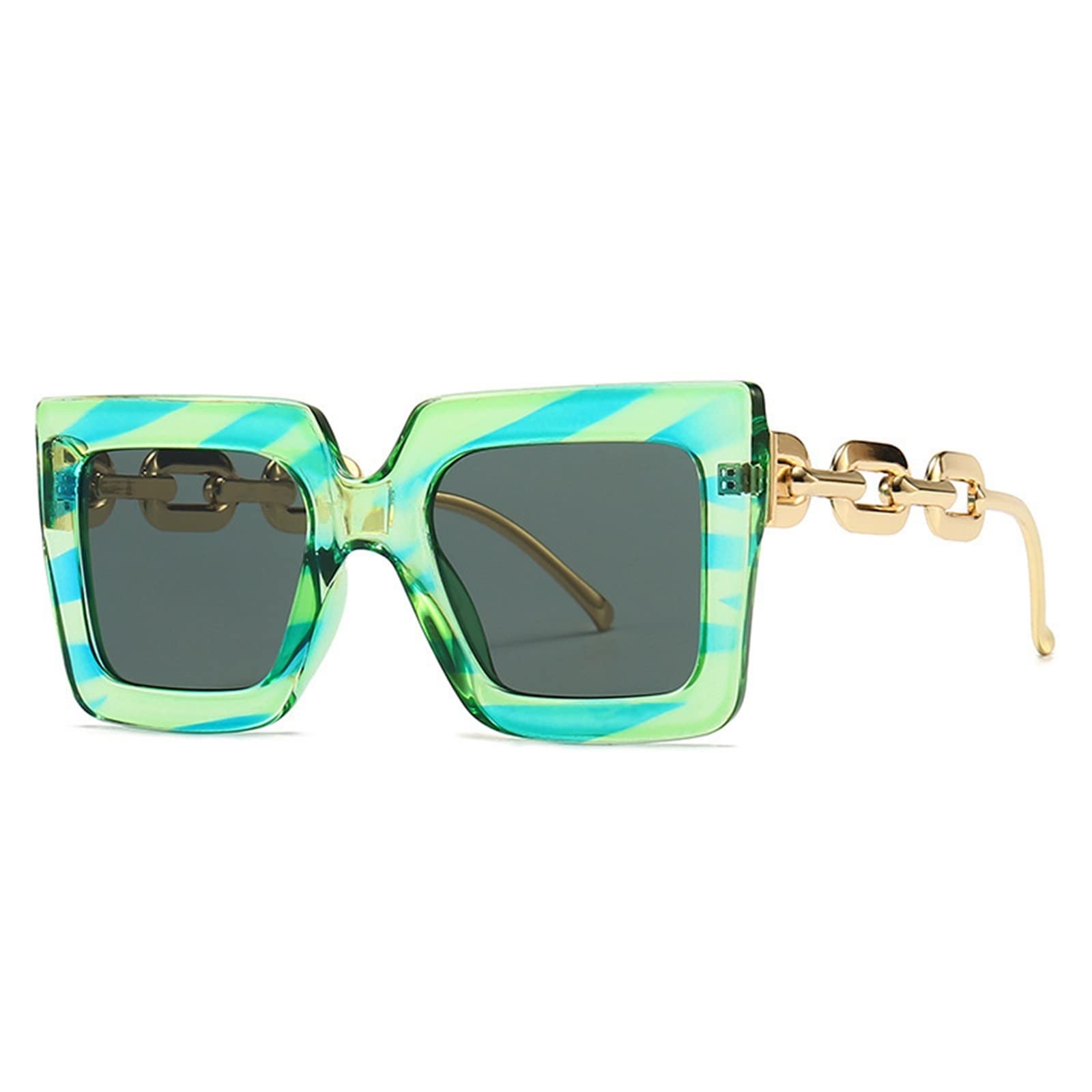 Lunettes de soleil à la grande trame carrée et sa chaîne géométrique intégrée - 7