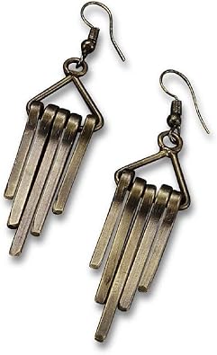Jewelry Banjara Triangle Earrings, Antique Brass Bars