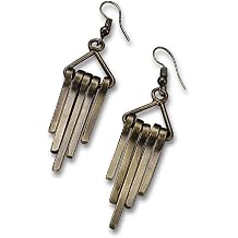 Jewelry Banjara Triangle Earrings, Antique Brass Bars