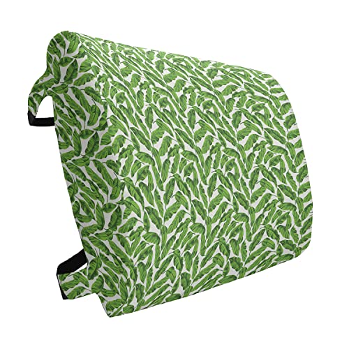 ABAKUHAUS Hoja de Banana Cojín Lumbar, Verde Vivo Naturaleza, cojín de Respaldo Suave para sillas de Oficina con Correas Ajustables, 36 x 34 cm, Lime Green White