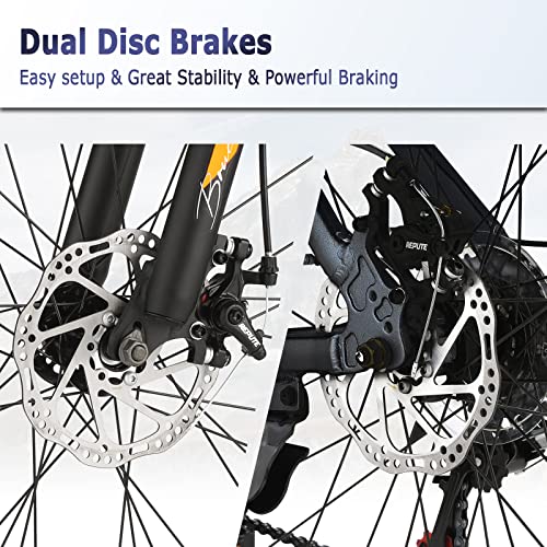 Elecony 27.5 Inch Mountain Bike, Shimano Drivetrain, Aluminum Frame, 21 Speed With Safer Mechanical Disc Brake, Front Suspension Anti-Slip Bicycle #TOP3