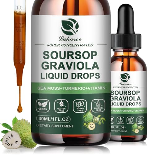 (2 Pack) Soursop Graviola Leaf Extract Liquid Drop Plus Pure Botanical Sea Moss for Cell Support & Regeneration, Immunity and Gut Health, Soursop Bitters Liquid丨Full Texture, Natural Flavor, 1 Fl Oz