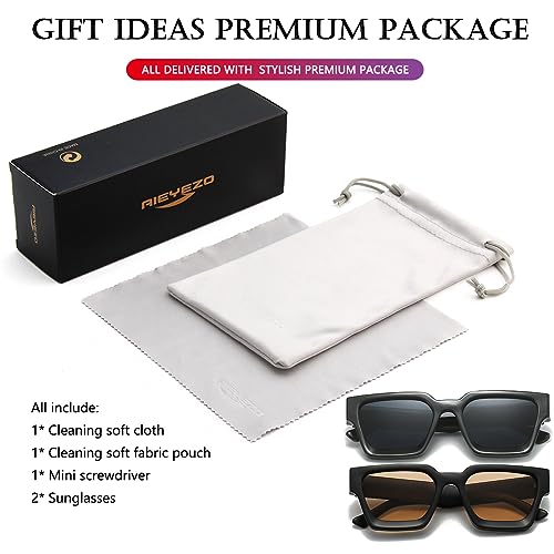 Image of AIEYEZO Square Sunglasses for Women Men Square Thick Frame Sun Glasses Simple Designer Style Shades